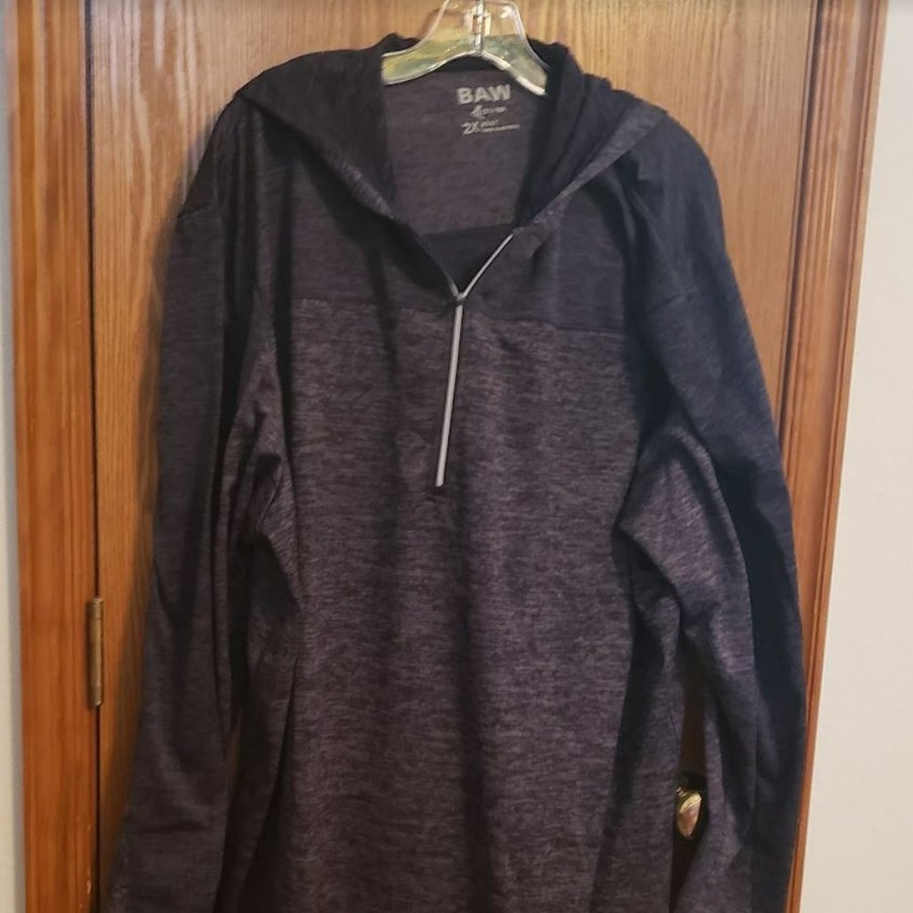 BAW Dry TEK Navy Heather Hoodie Quarter Zip Hoodie Men's 2XL Dry-Tek